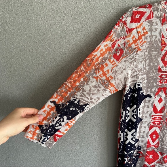 Nic + Zoe Multicolor Patterned Linen Knit Top PS - Picture 3 of 10
